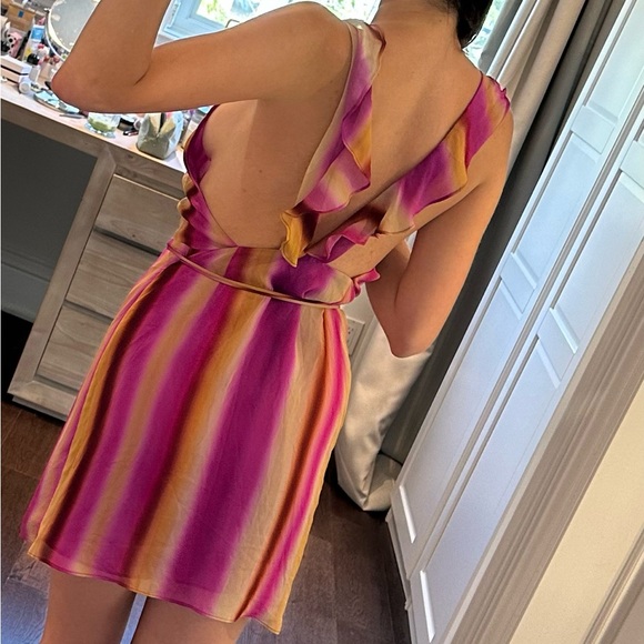 Colourful tie up summer dress with frills - Picture 3 of 3